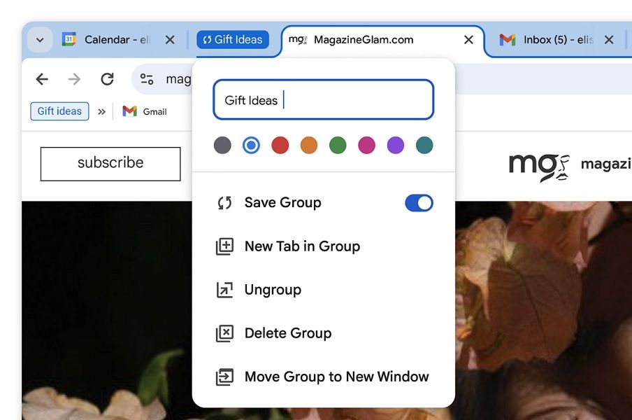 Chrome now lets users "save" tab groups to be accessed again on another device.