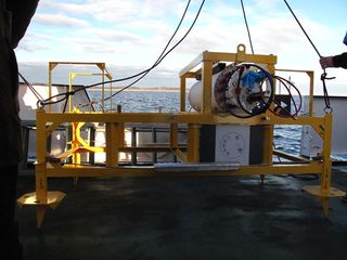 An image from when the observatory was deployed shows its frame out of the water.
