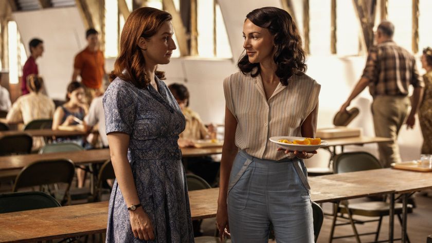 Annie and Kate chatting in the food hall 