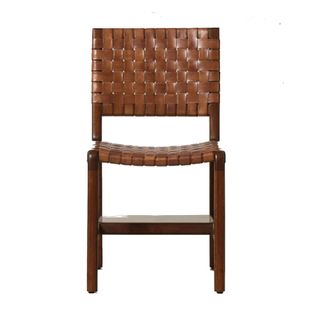 leather woven dining chair 