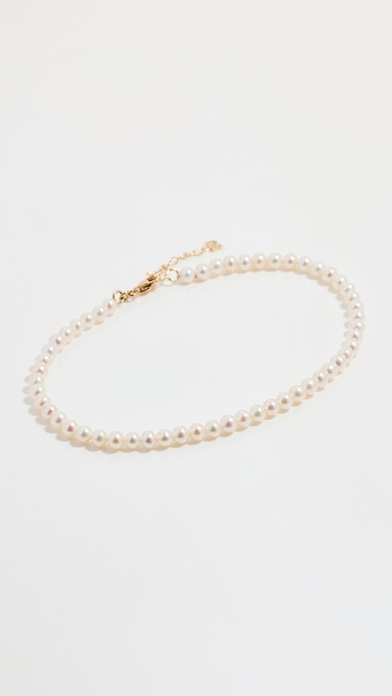 14k Gold 'not Your Mother's' Pearl Anklet - Yellow Gold