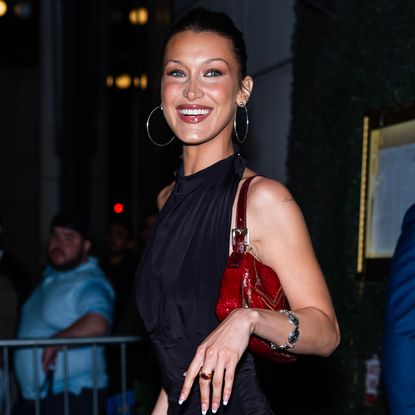 Bella Hadid is seen in Midtown on April 25, 2025 in New York City.