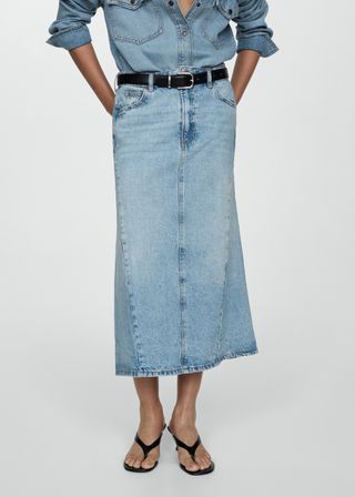 Slit Denim Skirt