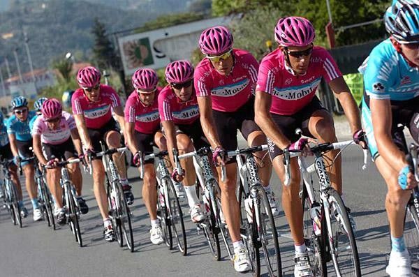 Milram and T-Mobile combined to pull back the break.