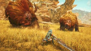 Monster Hunter Wilds; images if creatures in a PlayStation 5 game