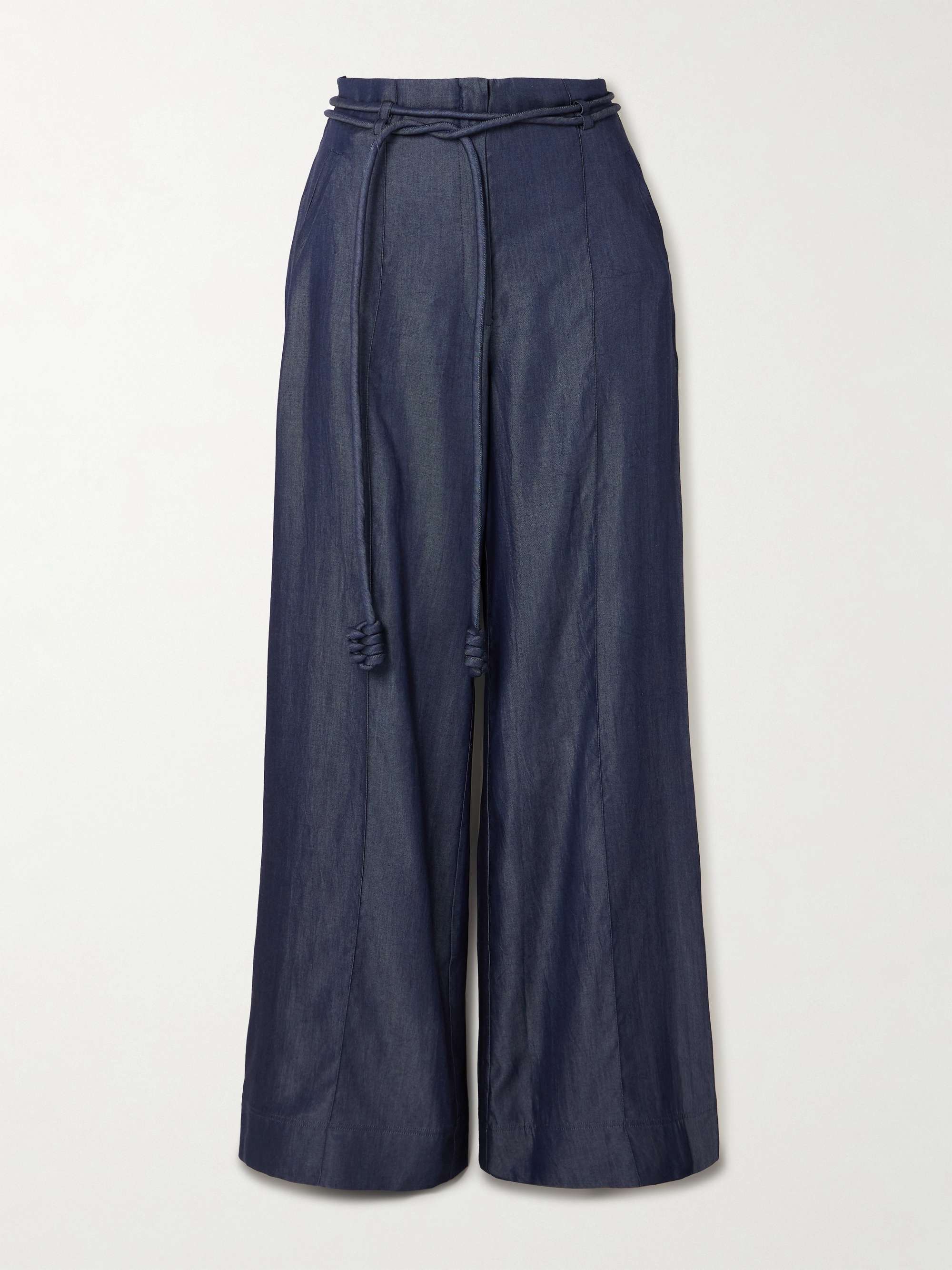 Tencel wide-leg pants with ribbon