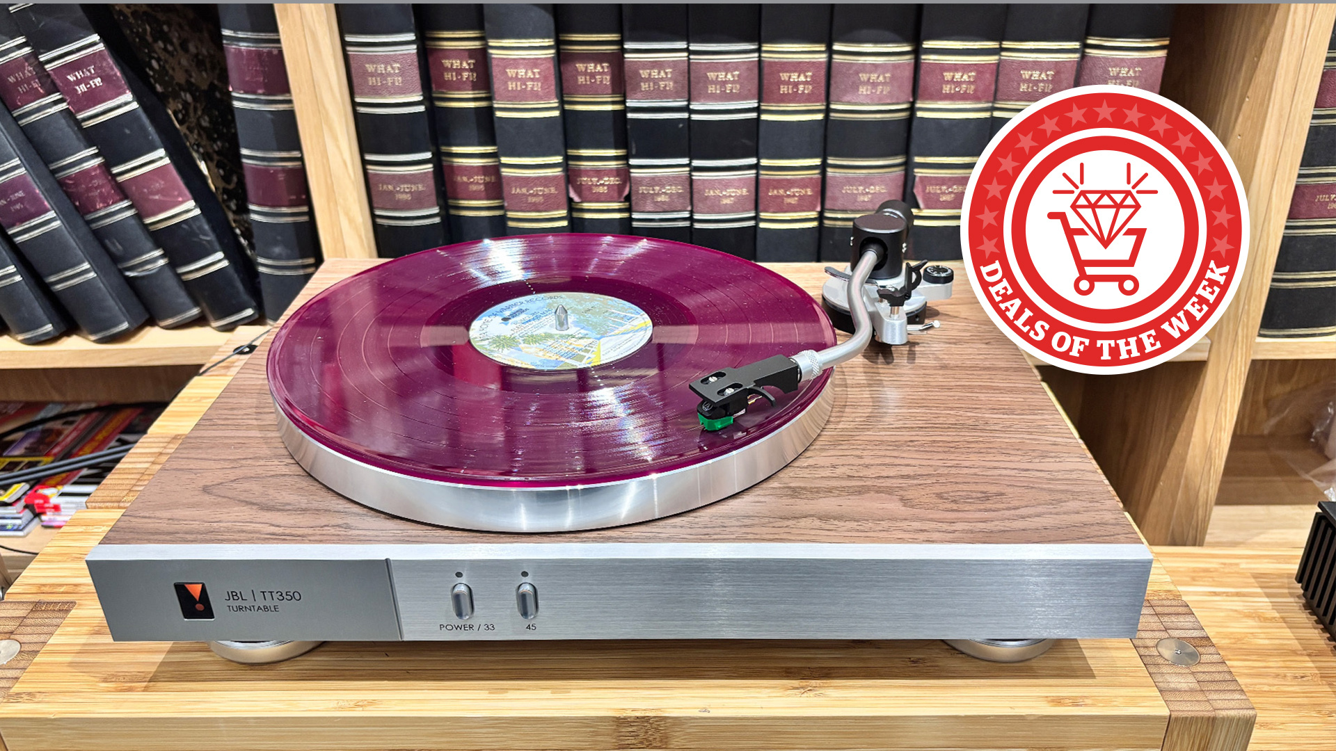 The JBL TT350 Classic with the Deals of the Week logo overlaid