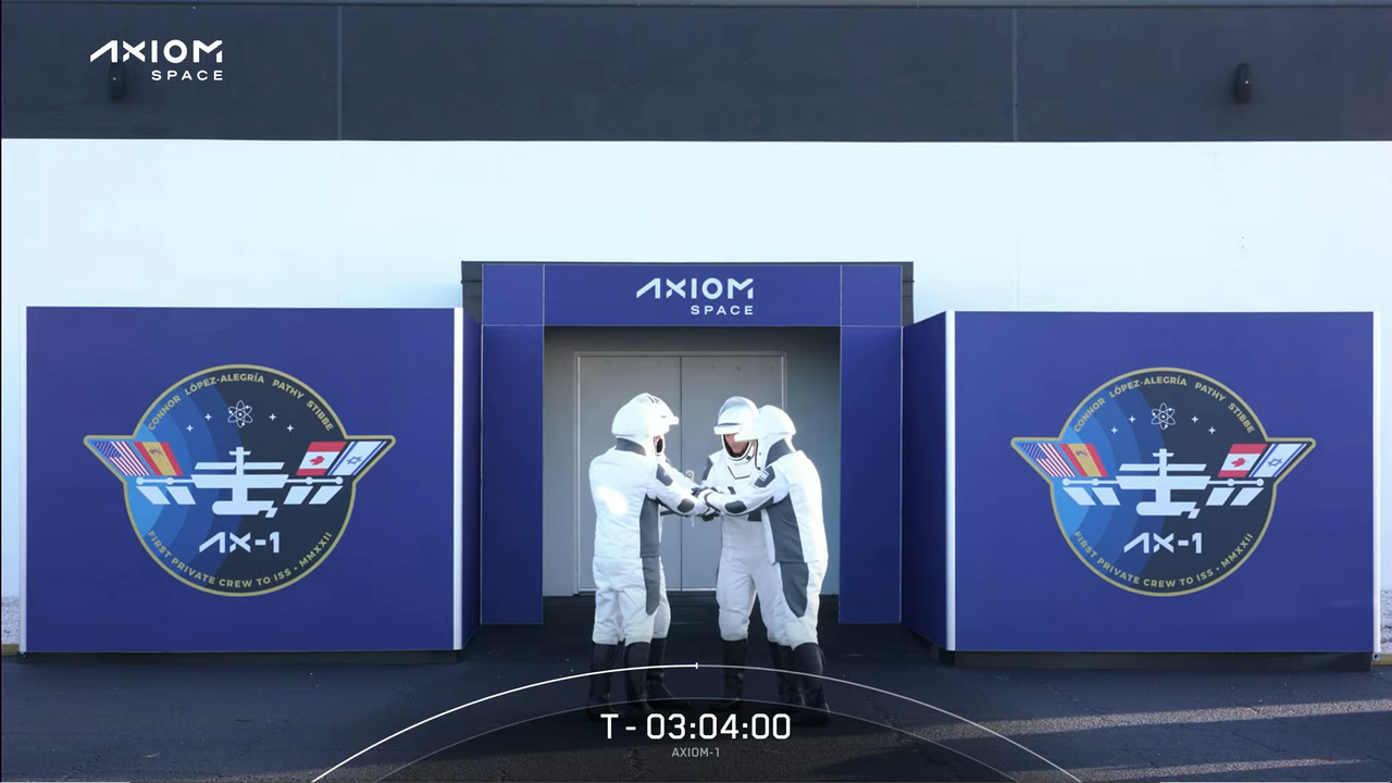 The astronauts of Ax-1 celebrate walk-out.