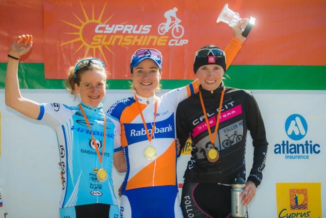 Elite women's podium: Adelheid Morath, Marianne Vos, Blaza Klemencic