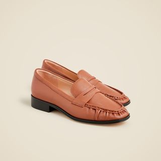 J.Crew, Maison Ruched Loafers em couro italiano com relevo de cobra