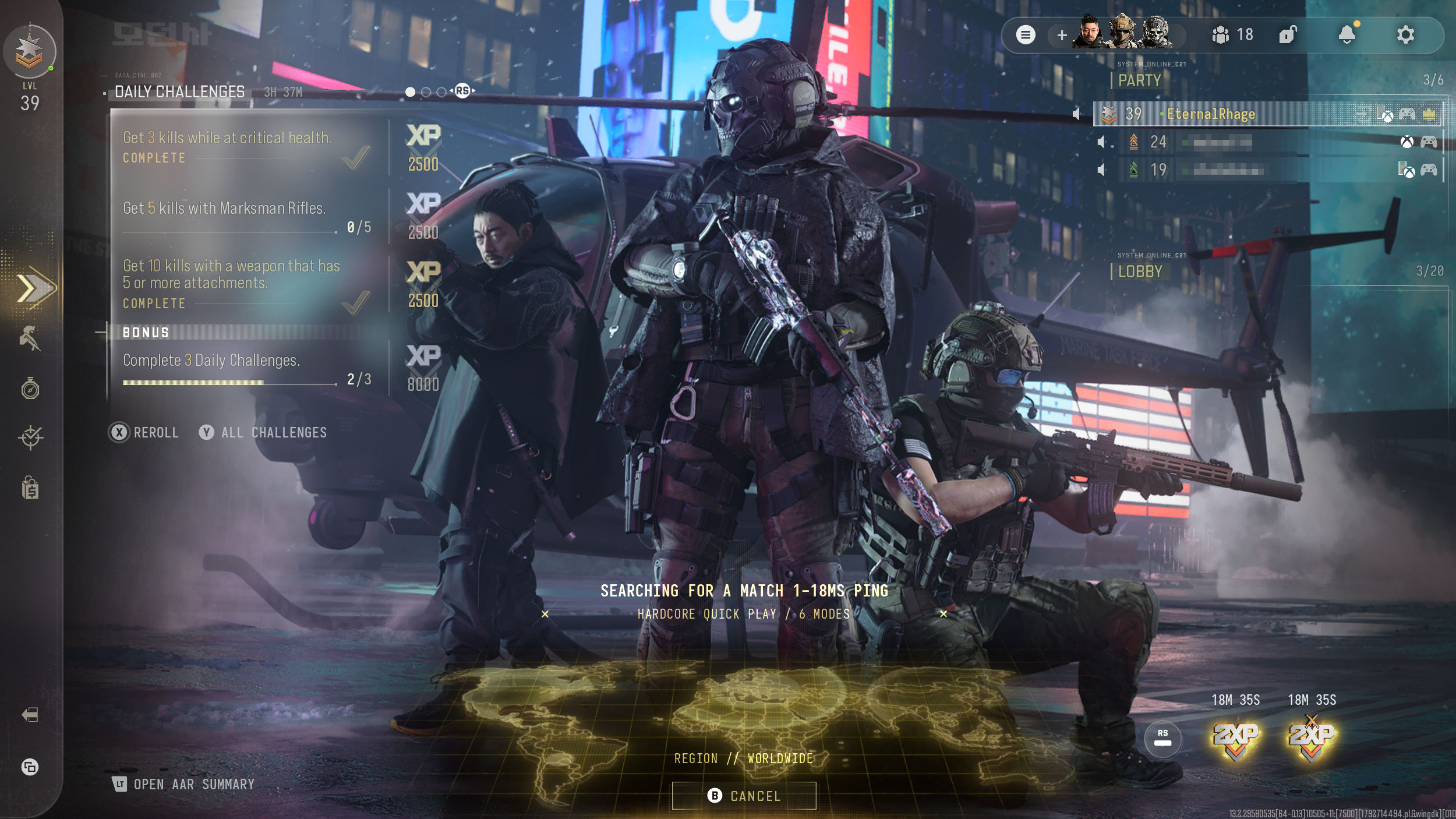 Players wait for a server to be found for a Modern Warfare 4 multiplayer match.