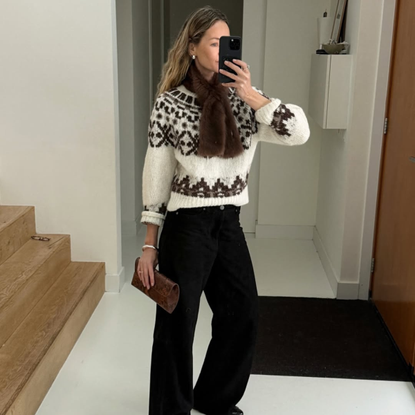 anoukyve wearing barrel leg jeans