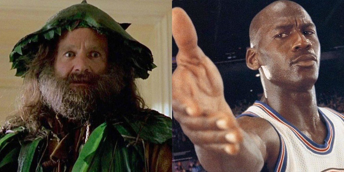 Jumanji on left, Space Jam on right