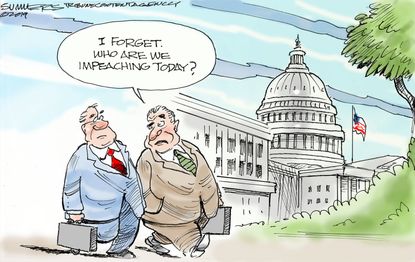 Political Cartoon U.S. Congressmen Impeachment Confusion