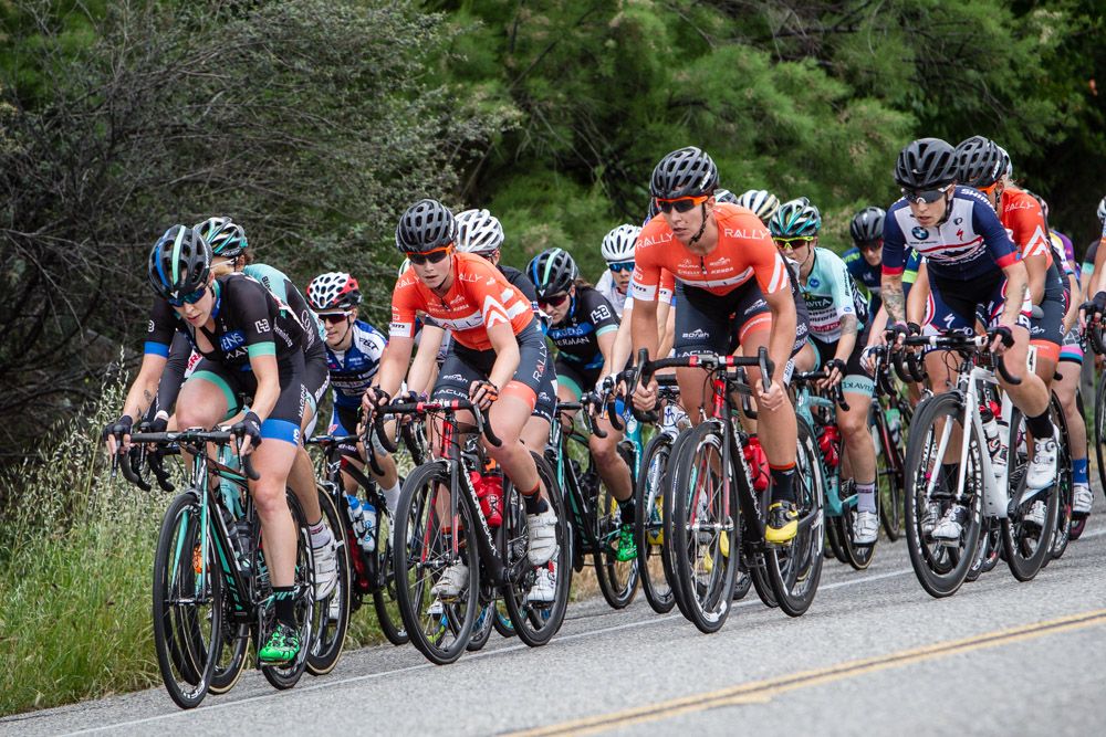 Teams start to fight at the front as they approach the climb
