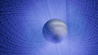 An early rendering of a data visualization of Jupiter's magnetic field from "Worlds Beyond Earth."
