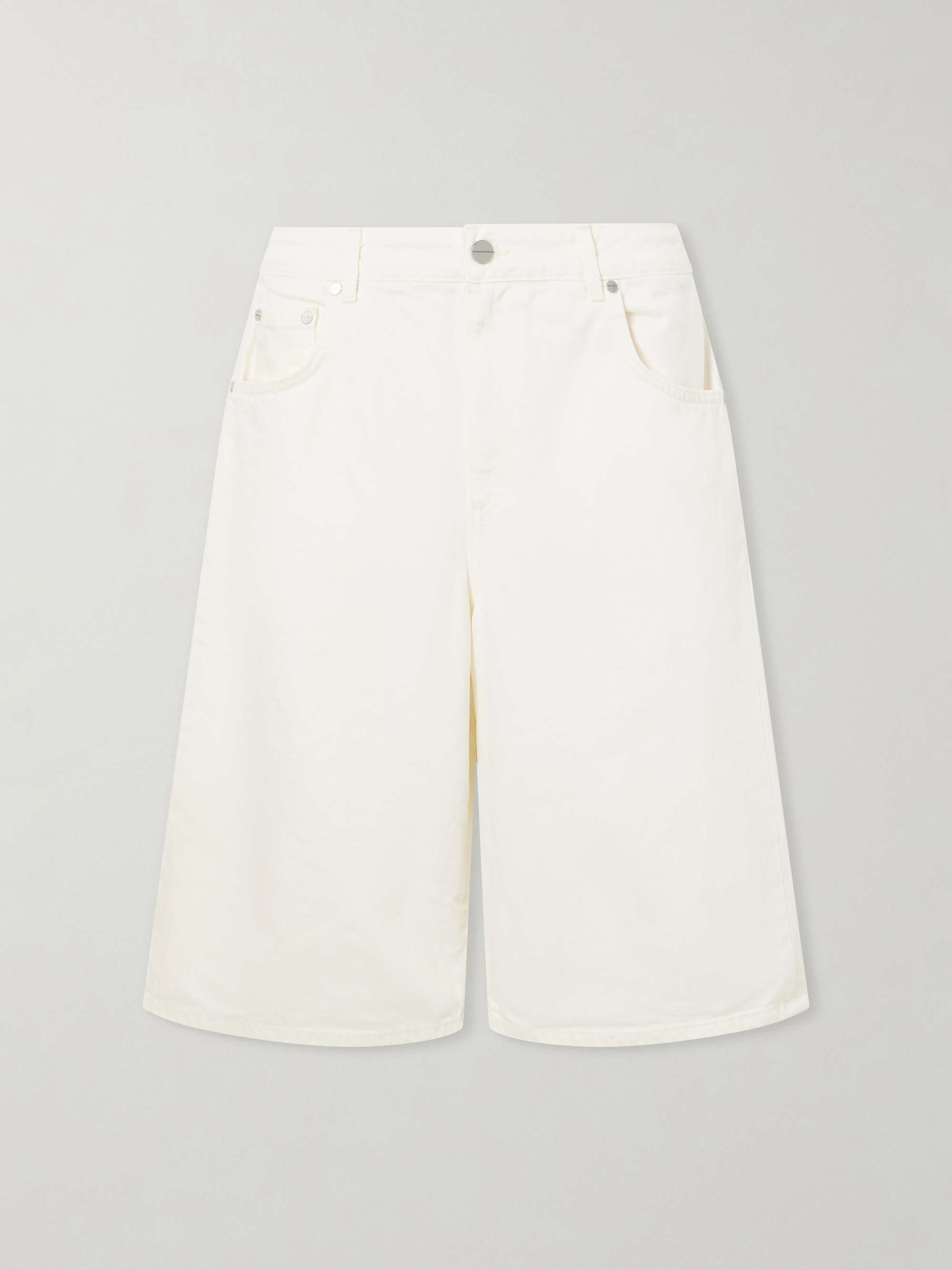 Mid-Rise Wide-Leg Denim Shorts