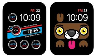 Two Watch screens showing the Faces app interface