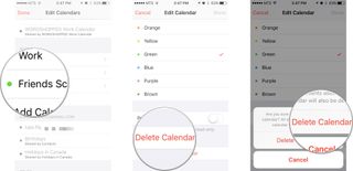 Tap on the calendar you want to delete, Tap on Delete Calendar, and then tap on Delete Calendar again.