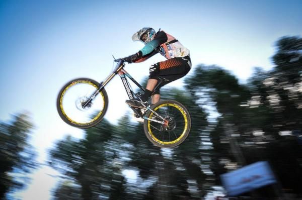 A rider gets some big air.
