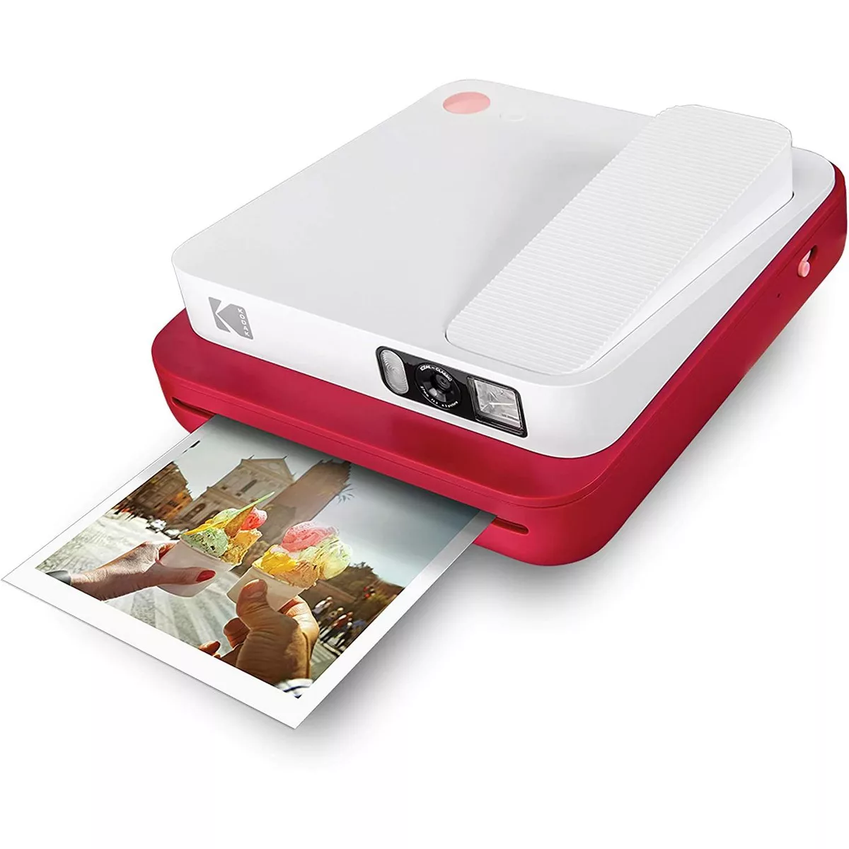 Kodak Smile Classic Digital Instant Camera for 3.5 X 4.25 Zink Photo Paper - Bluetooth, 16mp Pictures (red)