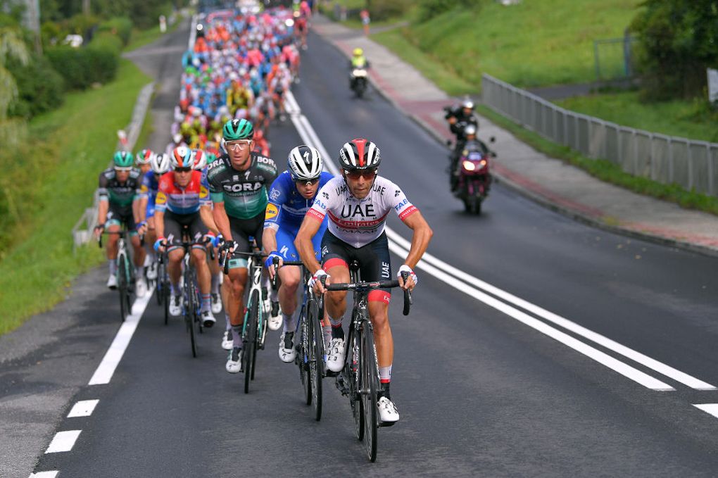 Manuele Mori on the front of the Poland peloton