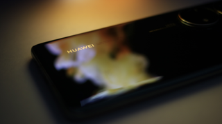 the Huawei logo on its P50 Pro smartphone
