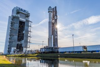 An Atlas V rocket carrying Boeing's first Starliner spacecraft rolls out to the launchpad at Space Launch Complex 41 of Cape Canaveral Air Force Station in Florida on Dec. 11, 2019. The mission will launch on Dec. 20, 2019.