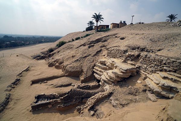 The exterior of the catacomb that the Egyptian-Japanese team discovered. It was constructed almost 2,000 years ago at a time when the Romans ruled Egypt.