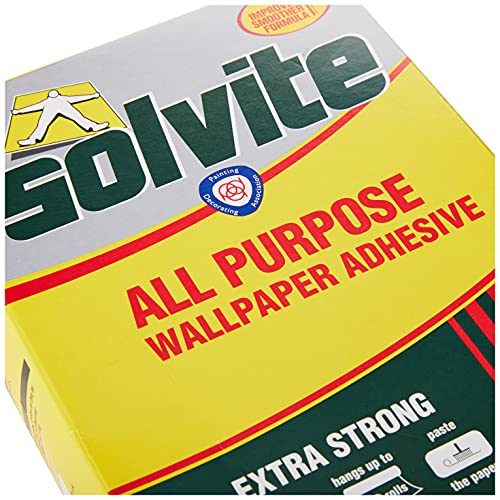 Solvite All Purpose Wallpaper Adhesive With Long-Lasting Results, Wallpaper Paste, Mixes in 20 Seconds, Hangs Up to 20 Rolls, 2x185g Sachets
