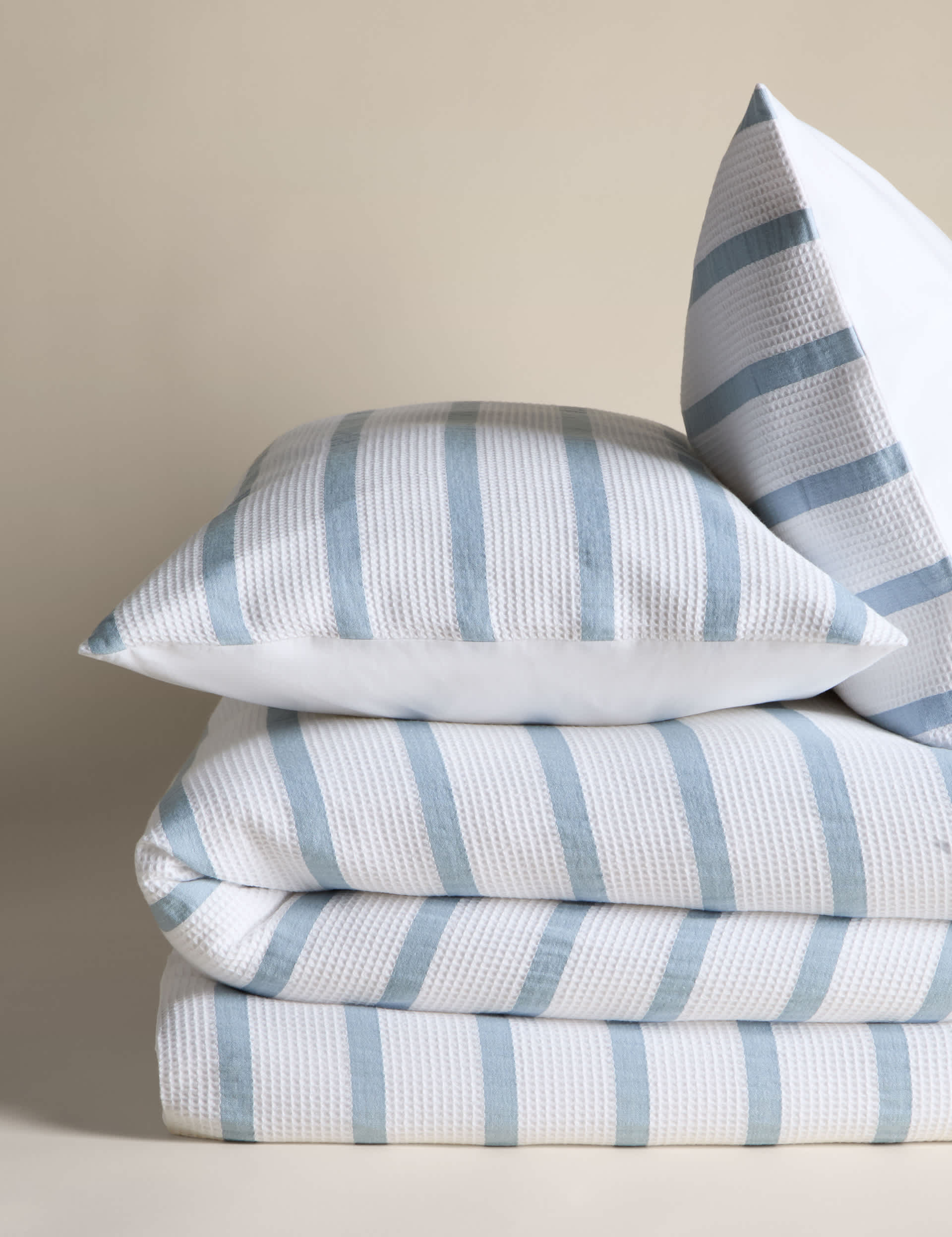 Pure Cotton Contrast Striped Waffle Bedding Set