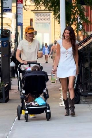 Bella Hadid Pushes the Yeehaw Agenda in a Little White Dress and Cowboy Boots Marie Claire