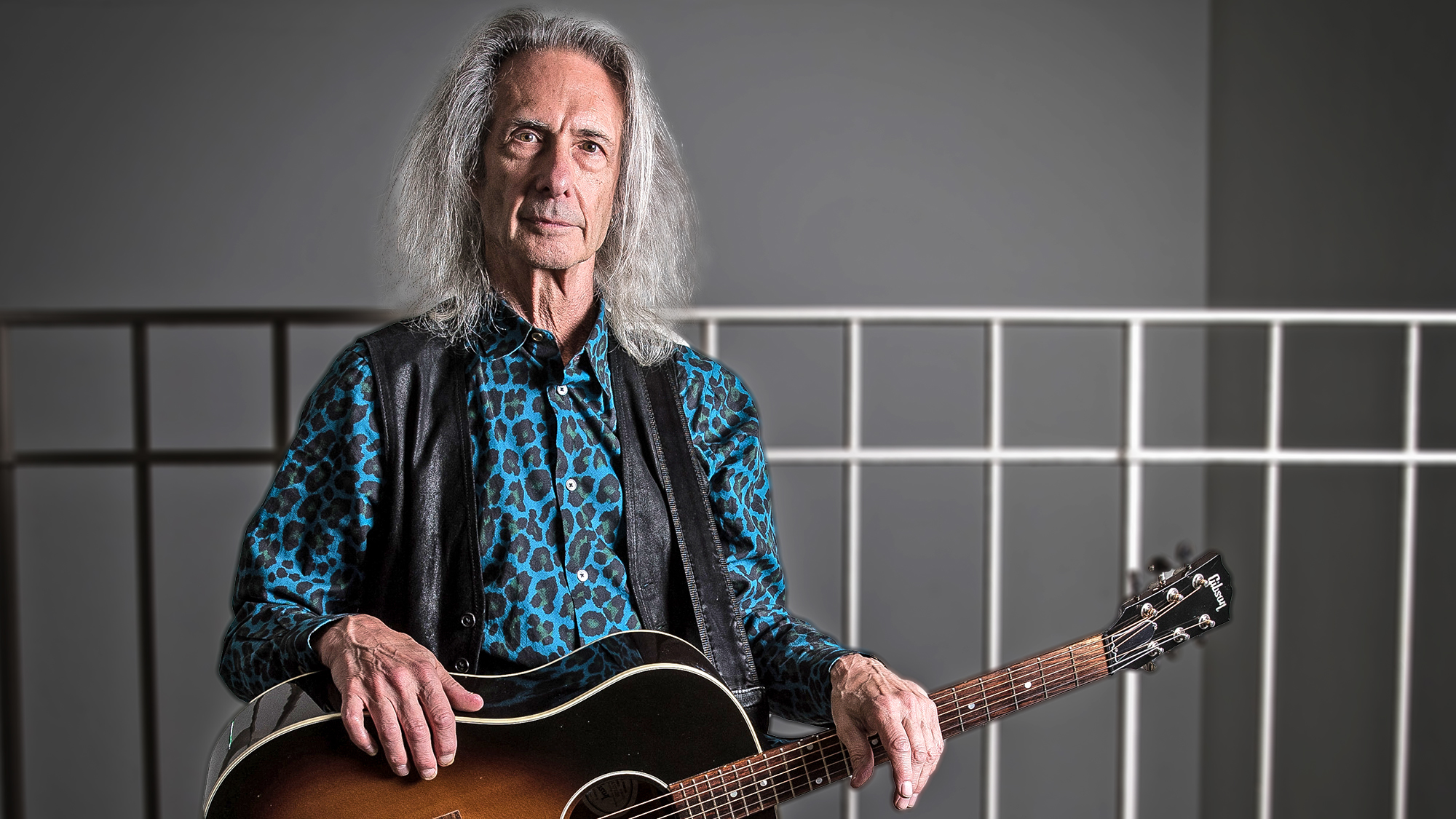 Portrait of American guitarist, composer and writer Lenny Kaye, The Hague, Netherlands, 18th November 2021. Kaye is best known as guitarist of Patti Smith Group since 1974.