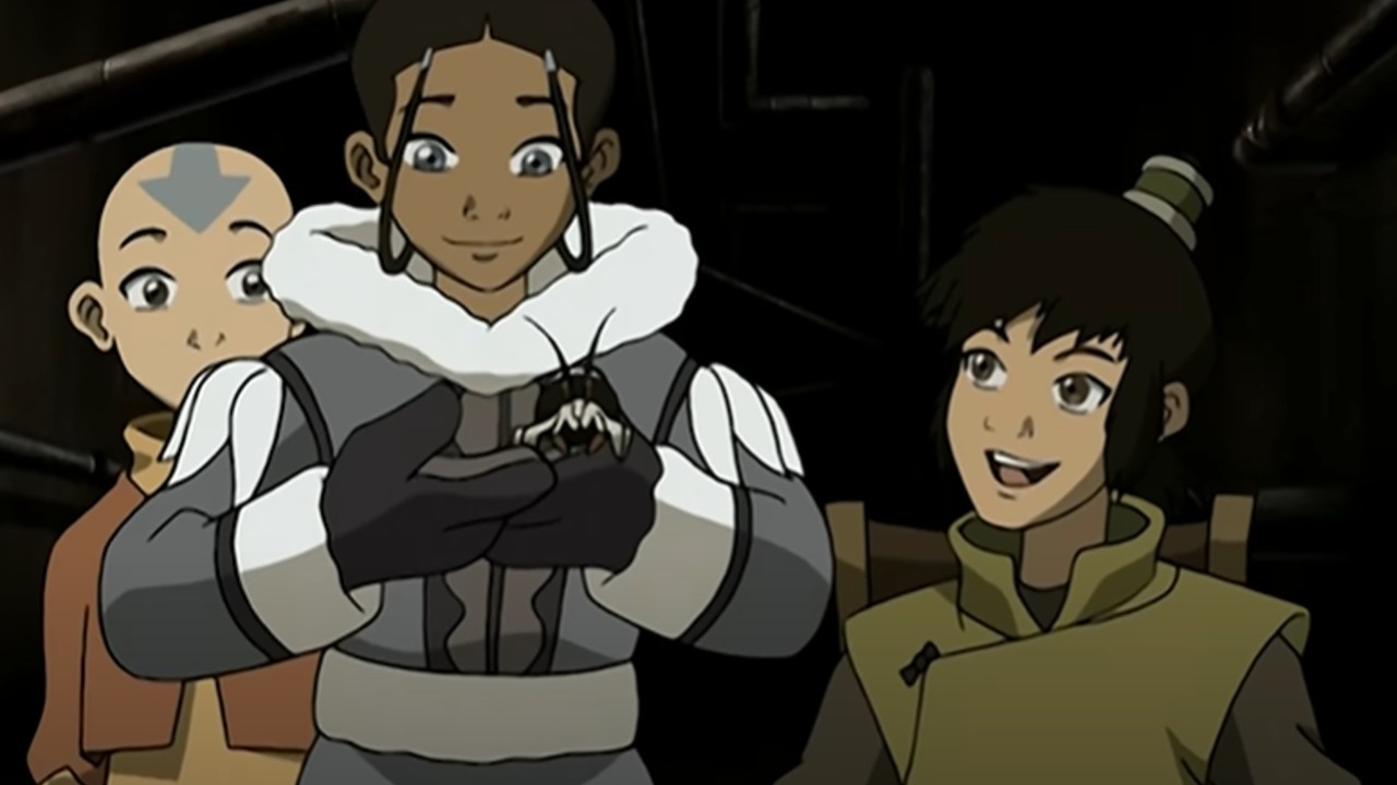 Aang, Katara and Teo in Avatar: The Last Airbender.