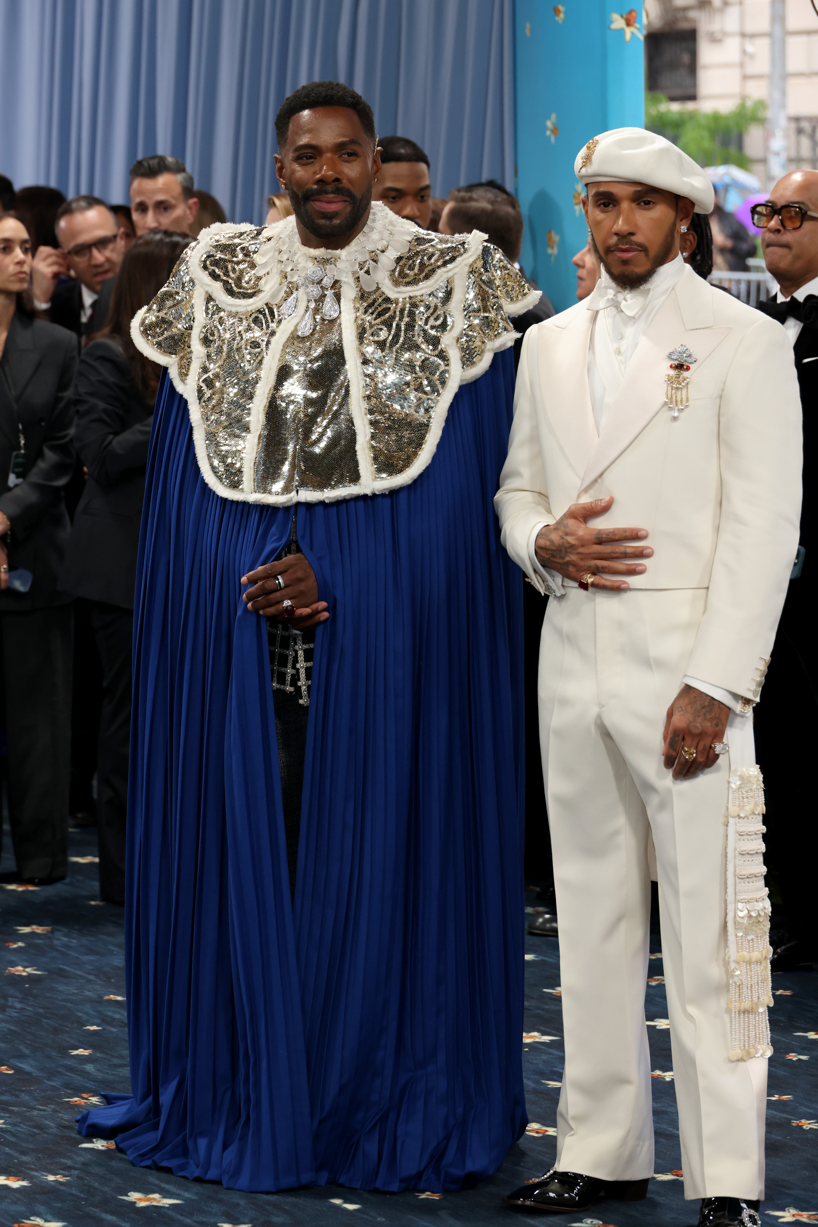 Met Gala Co-Chair Colman Domingo and Co-Chair Lewis Hamilton attends the 2025 Met Gala Celebrating "Superfine: Tailoring Black Style" at Metropolitan Museum of Art on May 05, 2025 in New York City