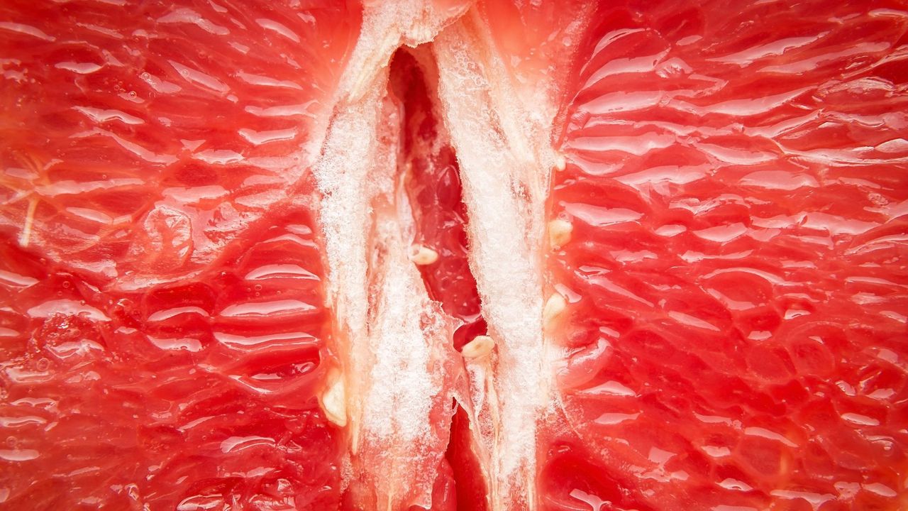 Female premature orgasms: A close up of a grapefruit