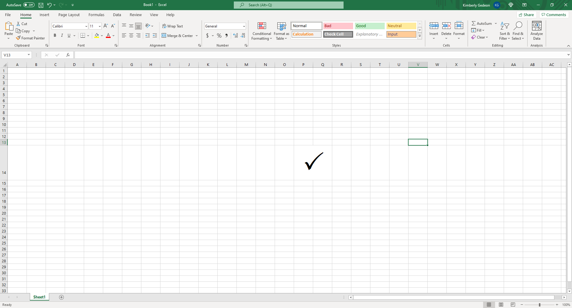 Cara membuat tanda centang di Excel
