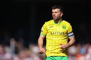 Grant Hanley of Norwich City during the Sky Bet Championship between Blackburn Rovers and Norwich City at Ewood Park on April 7, 2023 in Blackburn, United Kingdom.
