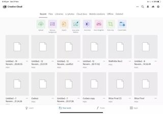 Adobe Creative Cloud's cloud storage interface in use