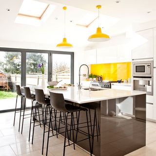 kitchen with worktop and yellow lights