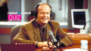 Kelsey Grammer in Frasier with What to Watch quiz logo superimposed in left corner