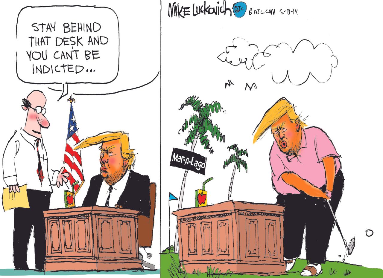 Political Cartoon U.S. Trump Mar-a-lago impeachment democrats president tax returns Mueller report