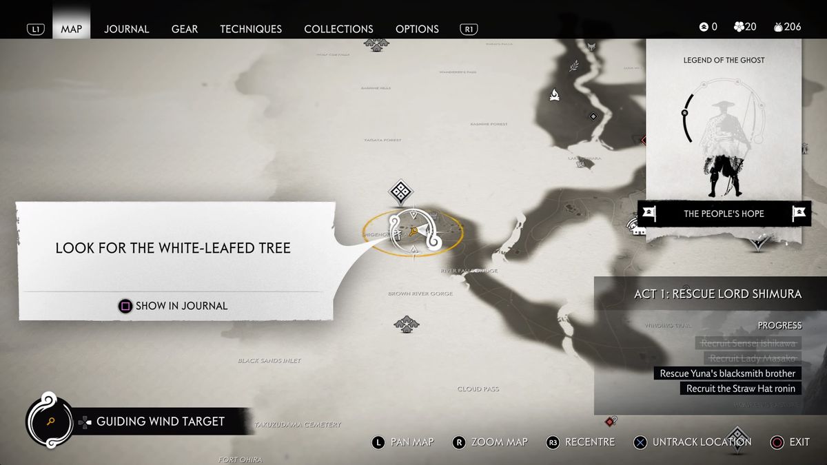 ghost of tsushima white leafed tree location