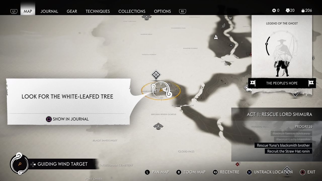 ghost of tsushima white leafed tree location