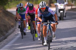 Trek-Segafredo’s Elisa Longo Borghini on the attack during the 2020 Giro Rosa