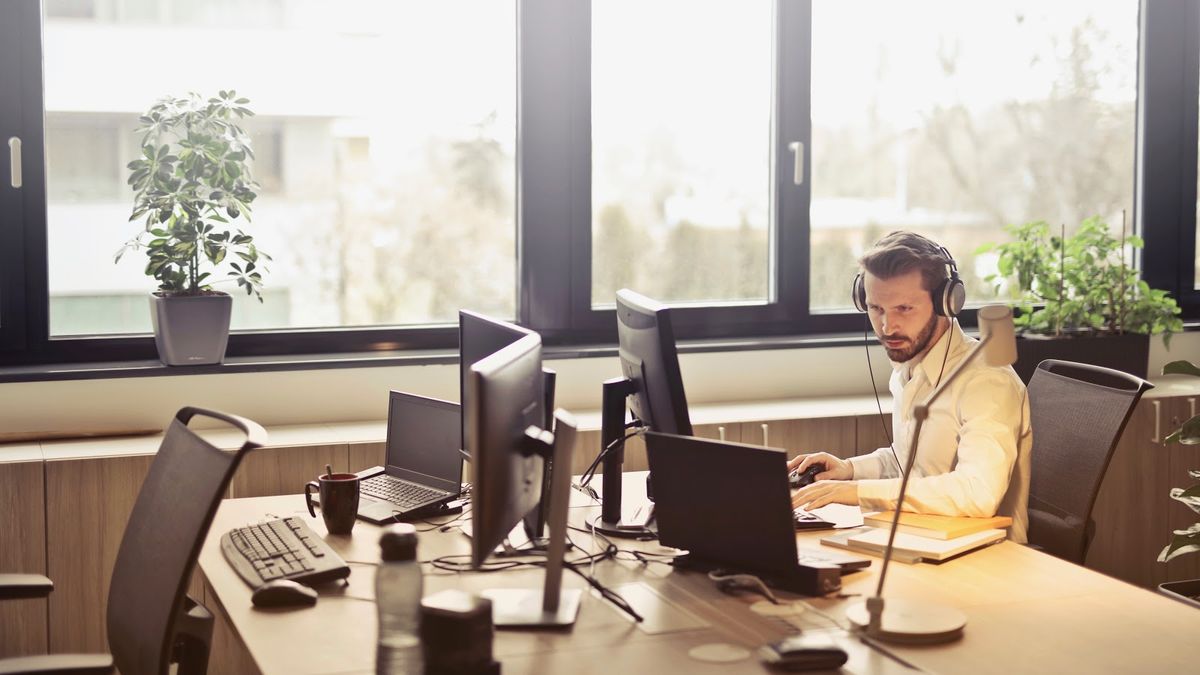 Man working alone in an office