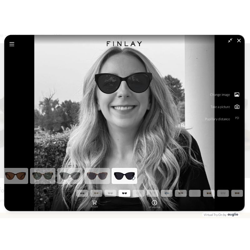 Caroline Parr trying the Finlay virtual try-on feature