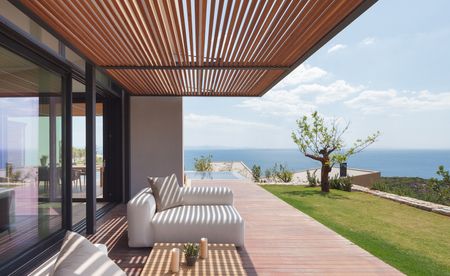 Poolside deck at Six Senses Kaplankaya hotel, Bodrum, Turkey