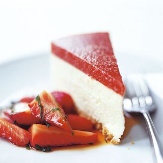 Orange Cheesecake with Strawberry and Pimms Jelly