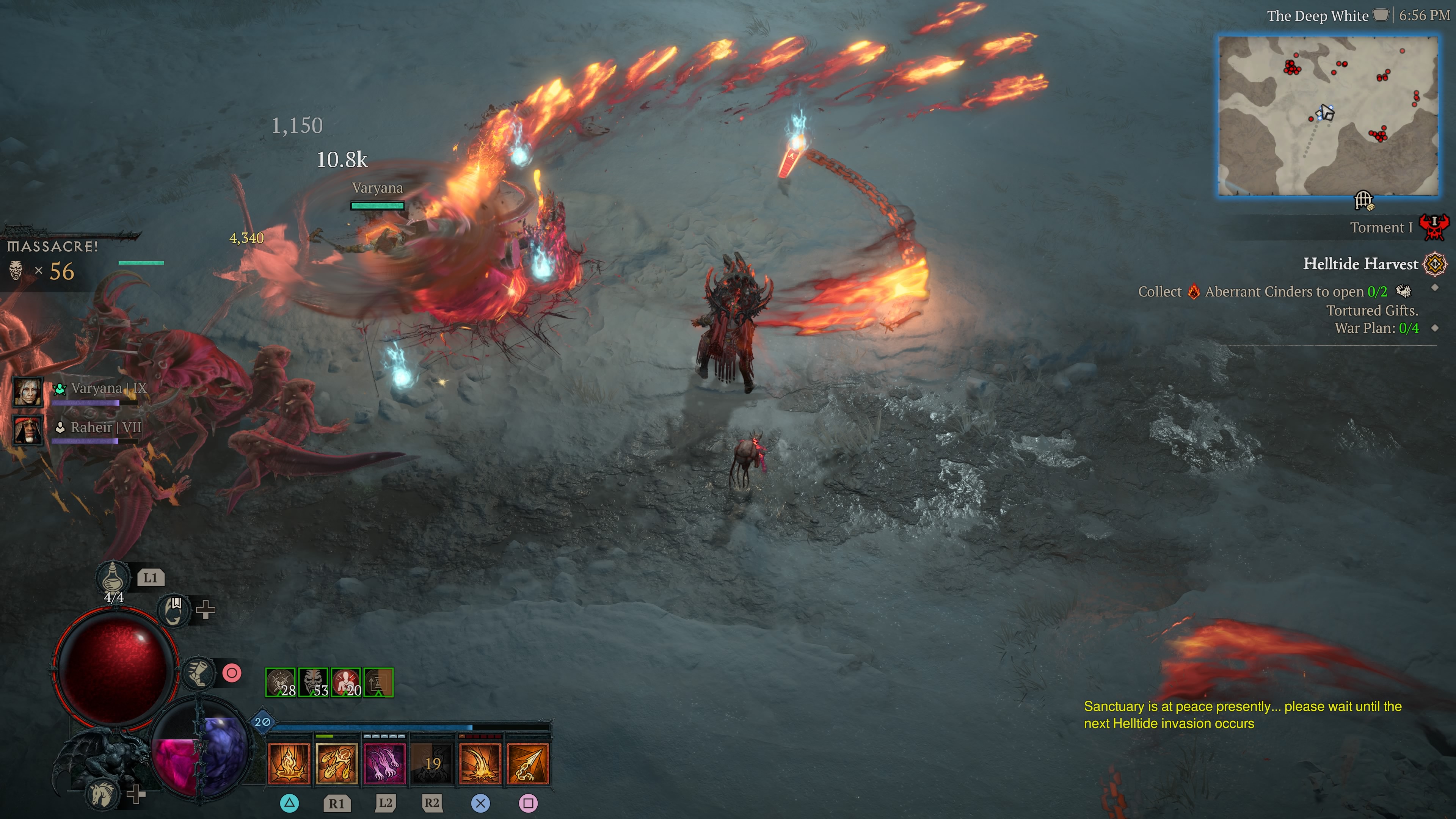 Diablo 4 screenshot of flaming chains attack